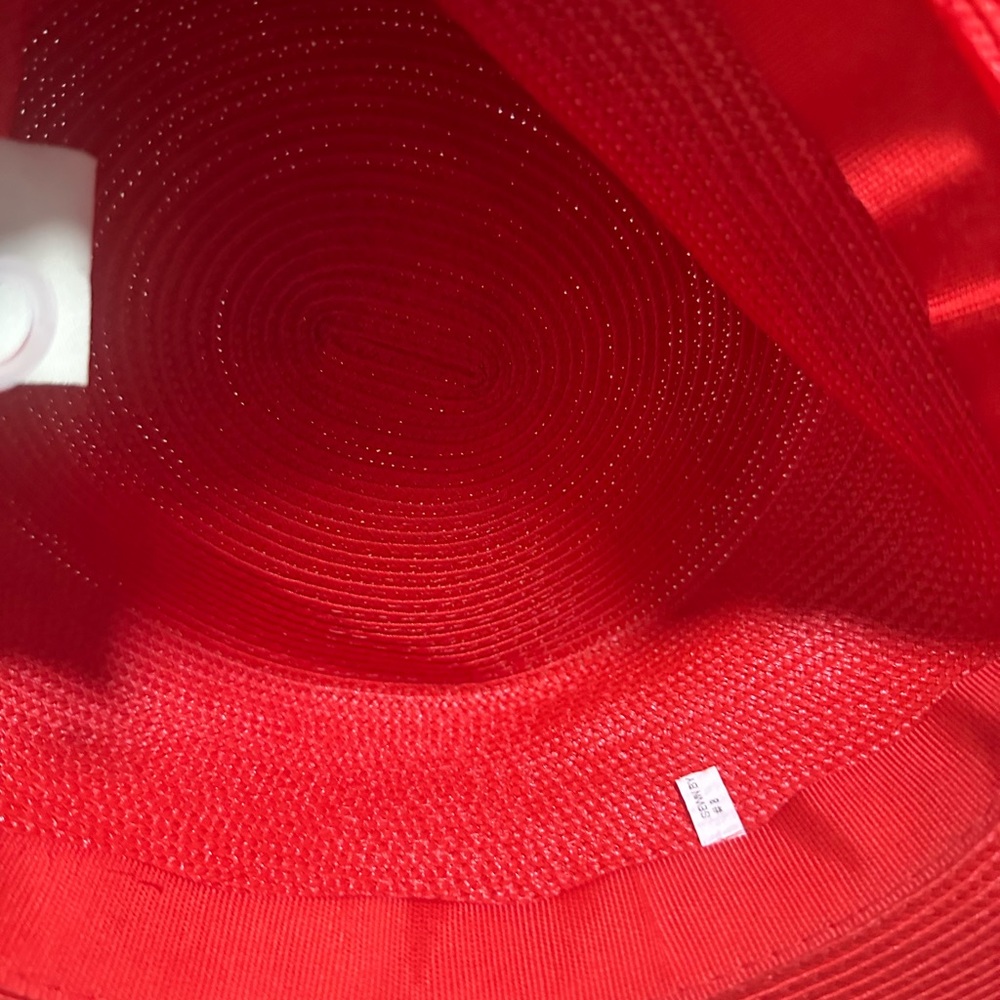 Amanda Smith Big Bow Vibrant Red Woven Hat - Picture 3 of 6